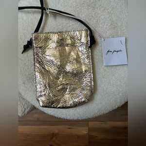 NWT Free People Glitter Damsel Crossbody in gold *sold out style*
